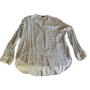 Velvet Heart Womens Long Sleeve Floral Blouse Black & White Size Large